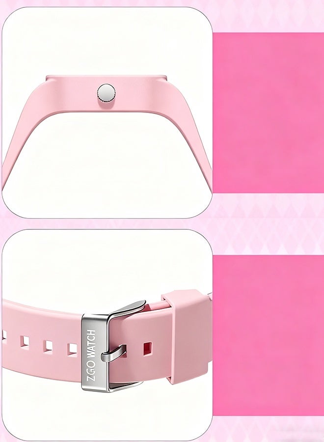 Happy D Pink Square Cartoon Sanrio Hello Kitty Pattern Children's Watch Silicone Strap Suitable for Kids of All Ages Gift Watch - Image 4