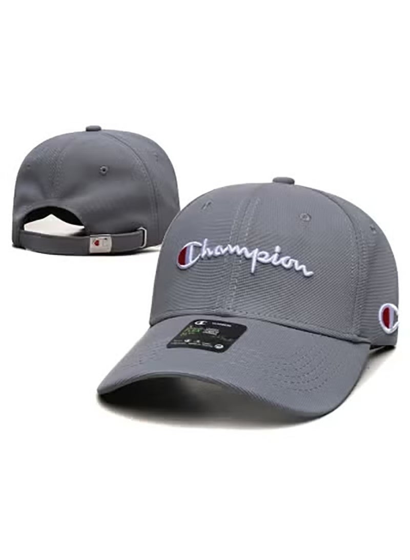 Champion قبعة بيسبول رمادية من تشامبيون بشعار مكتوب مطرز - علامة تجارية أمريكية للملابس الشارعية