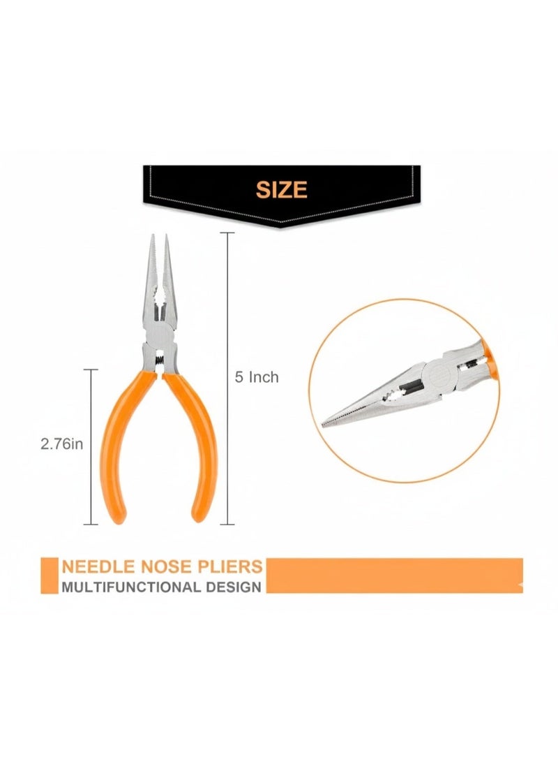 كماشة أنوف دقيقة صغيرة بطول 5 بوصات أداة يدوية دقيقة بفك قوي ومقبض غير قابل للانزلاق لصيانة الكهرباء وصناعة المجوهرات والحرف والاستخدام المنزلي - Image 2