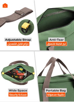 LAWAZIM Tool Bag Thickened Wear-Resistant Large Capacity Canvas Bag - 18 inch Army Green - Tool Bag with Zippered Top, Adjustable Strap, and Durable Handles - Ideal for Home, Workshop, and Outdoor Use  - Image 4