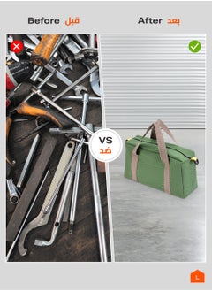 LAWAZIM Tool Bag Thickened Wear-Resistant Large Capacity Canvas Bag - 18 inch Army Green - Tool Bag with Zippered Top, Adjustable Strap, and Durable Handles - Ideal for Home, Workshop, and Outdoor Use  - Image 3