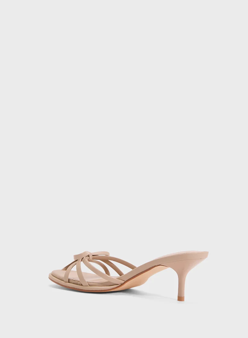 Ginger Heeled Mule With Bow