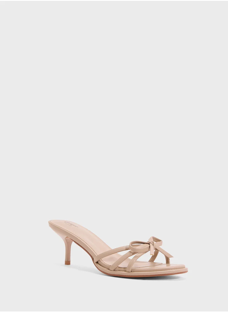 Ginger Heeled Mule With Bow