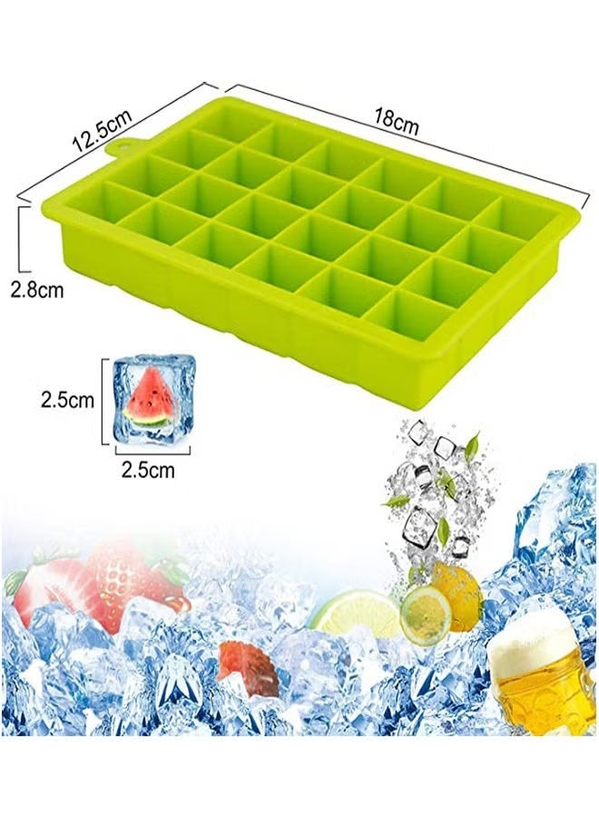 صينية مكعبات الثلج، 3 قوالب مكعبات ثلج من السيليكون، صواني مكعبات الثلج، صواني ثلج من السيليكون، أسهل في التحرير، خالية من مادة BPA للكحول/القهوة/المشروبات (أزرق، أخضر، أرجواني) - Image 3