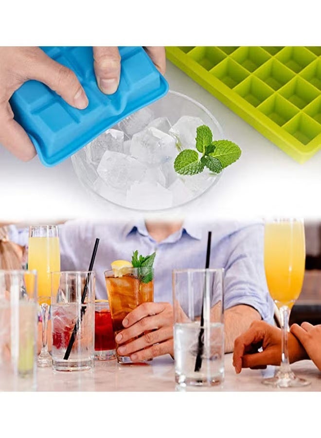 صينية مكعبات الثلج، 3 قوالب مكعبات ثلج من السيليكون، صواني مكعبات الثلج، صواني ثلج من السيليكون، أسهل في التحرير، خالية من مادة BPA للكحول/القهوة/المشروبات (أزرق، أخضر، أرجواني) - Image 5