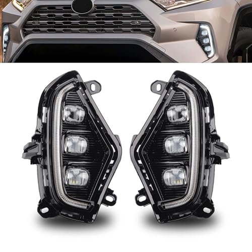 Dasbecan fog light LED Daytime Running light Assembly DRL fog lamp kit Compatible With Toyota RAV4 2019 2020 2021 2022 2023 - Image 1