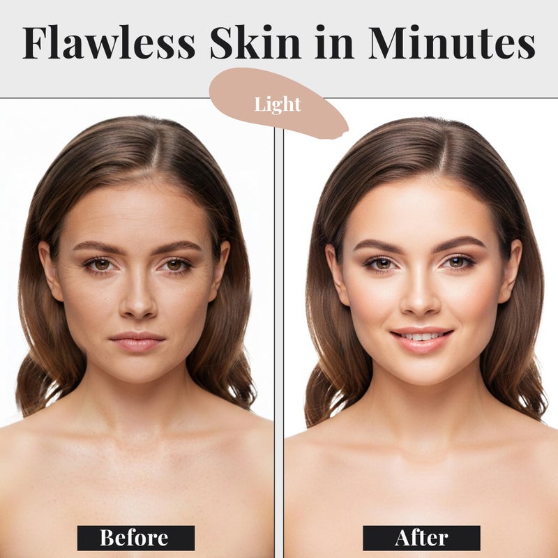 Jerome Alexander My Color Self-Adjusting Foundation, Hydrating & Lightweight Face Makeup, Skincare-Infused, with Kabuki Brush, Light, 1 oz - Image 4