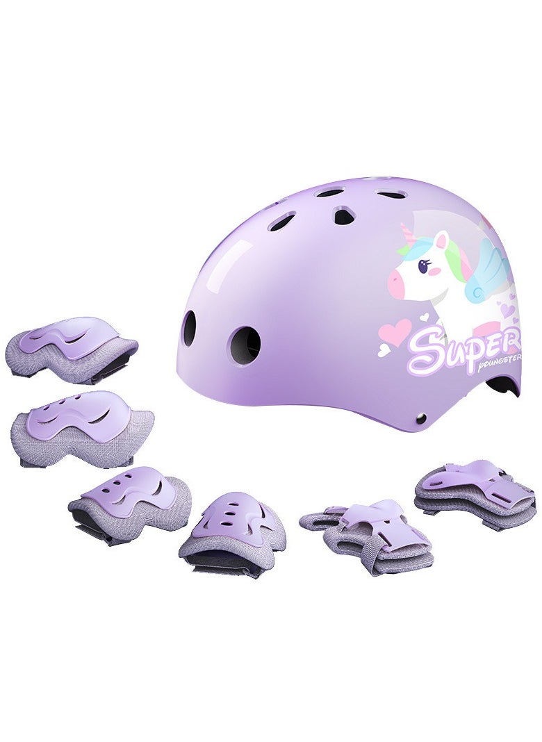 RATSAW Kids Helmet And Pad Set 7 In 1 Adjustable Safety Toddler Helmet Kids Bike Helmet Protective Gear Set For Scooter Skateboard Roller Skating Cycling 2 to 14 Years  - Image 1