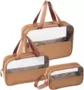 Flywind Women Makeup Bag Women Cosmetic Bag Waterproof Multifunction Toiletry Bag Coffee makeup bag is made of Elite Standard PVC and PU leather material waterproof durable Compact and Lightweight 1 - Image 1