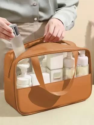 Flywind Women Makeup Bag Women Cosmetic Bag Waterproof Multifunction Toiletry Bag Coffee makeup bag is made of Elite Standard PVC and PU leather material waterproof durable Compact and Lightweight 1 - Image 4