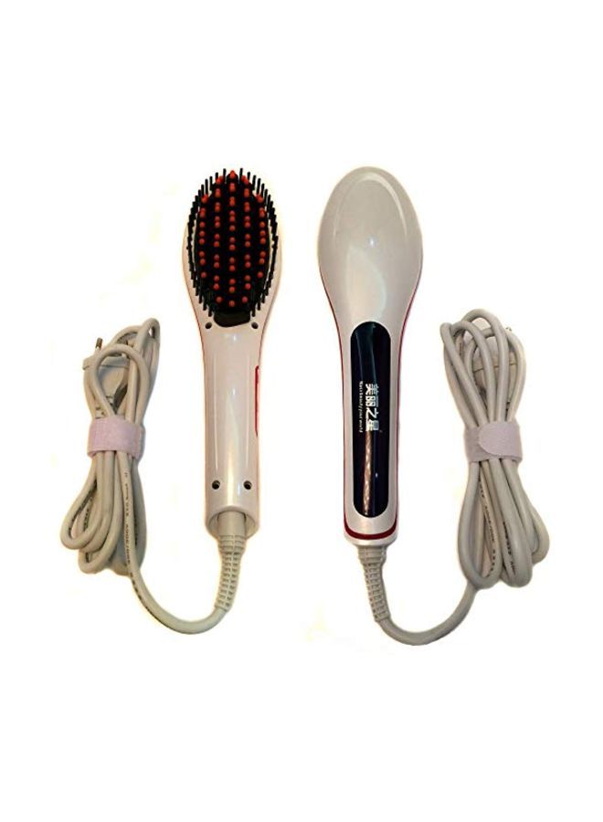 NIBEMINENT Hair Straightening Brush White/Black/Red - Image 1