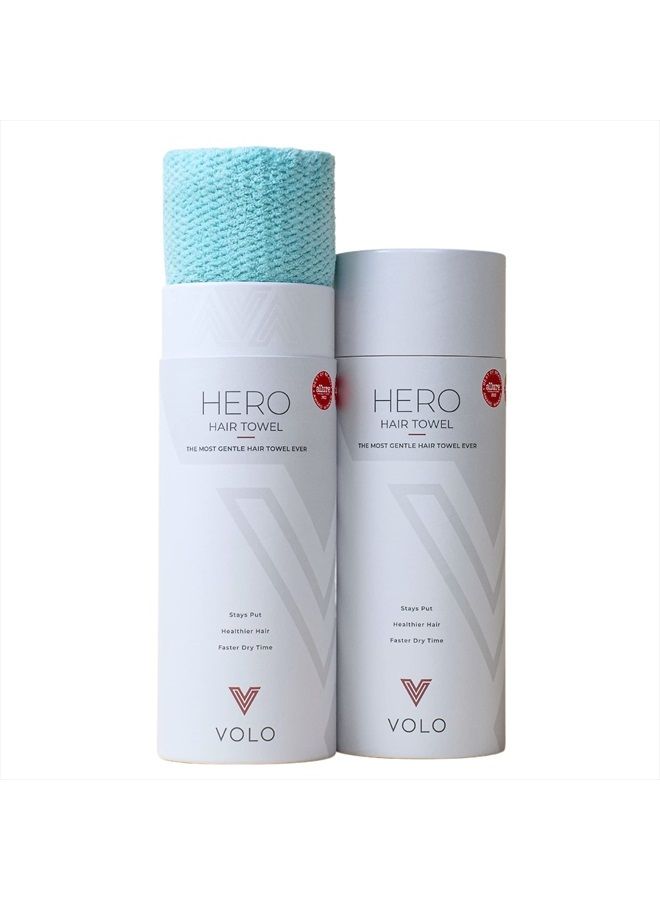 Volo منشفة شعر هيرو كابري زرقاء | فائقة النعومة، شديدة الامتصاص، سريعة الجفاف من قماش نانوويف | تقليل وقت الجفاف بنسبة 50% | منشفة كبيرة لجميع أنواع الشعر | مضادة للتجاعيد ومضادة للتكسر | ميكروفايبر - Image 1