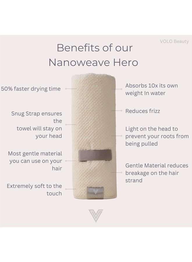 Volo منشفة شعر هيرو كابري زرقاء | فائقة النعومة، شديدة الامتصاص، سريعة الجفاف من قماش نانوويف | تقليل وقت الجفاف بنسبة 50% | منشفة كبيرة لجميع أنواع الشعر | مضادة للتجاعيد ومضادة للتكسر | ميكروفايبر - Image 2