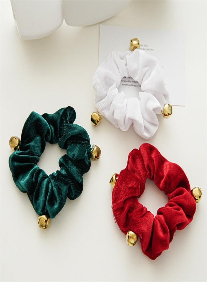 BFLCTTBD 3 Pcs Winter Hair Scrunchies Christmas Elastic Hair Band Tie High Ponytail Hair Tie Bell Scrunchie For Long Thick Hair Curly Hair - Image 5