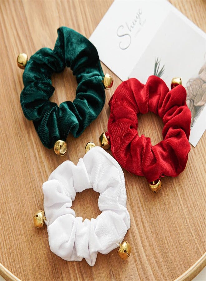 BFLCTTBD 3 Pcs Winter Hair Scrunchies Christmas Elastic Hair Band Tie High Ponytail Hair Tie Bell Scrunchie For Long Thick Hair Curly Hair - Image 2