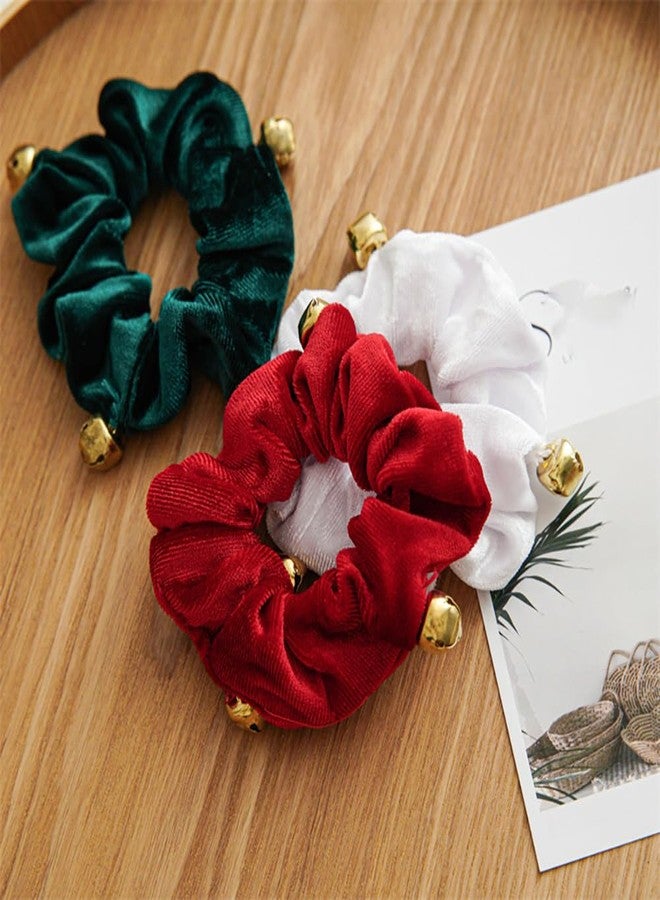 BFLCTTBD 3 Pcs Winter Hair Scrunchies Christmas Elastic Hair Band Tie High Ponytail Hair Tie Bell Scrunchie For Long Thick Hair Curly Hair - Image 3