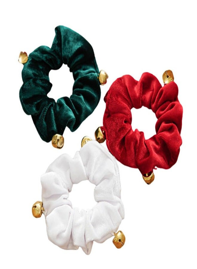BFLCTTBD 3 Pcs Winter Hair Scrunchies Christmas Elastic Hair Band Tie High Ponytail Hair Tie Bell Scrunchie For Long Thick Hair Curly Hair - Image 1