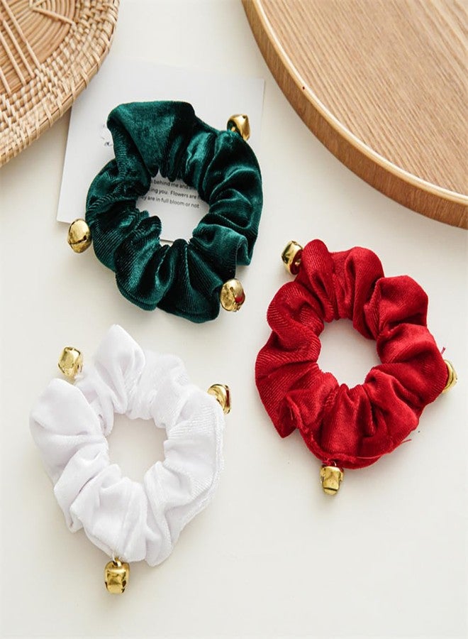 BFLCTTBD 3 Pcs Winter Hair Scrunchies Christmas Elastic Hair Band Tie High Ponytail Hair Tie Bell Scrunchie For Long Thick Hair Curly Hair - Image 4