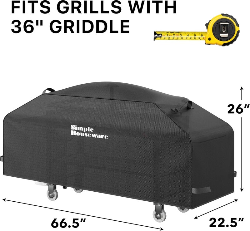 Simple Houseware 36-inch Heavy Duty Griddle Flat Top Grill Cover with Support Pole, 600D Polyester Waterproof, Weather-Resistant - Image 2
