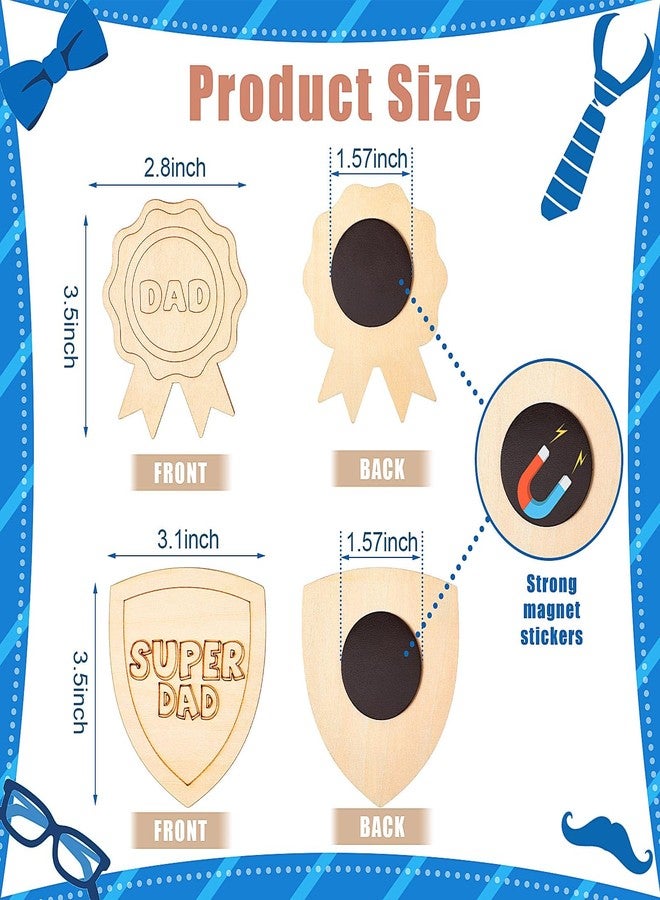 Kingdder 6 Pcs Holiday Crafts for Kids: Make Your Own Father's Gifts, DIY Coloring Wooden Magnets for Father, Magnetic Refrigerator Fridge Cruise Door Decorations(Badge Style) - Image 2