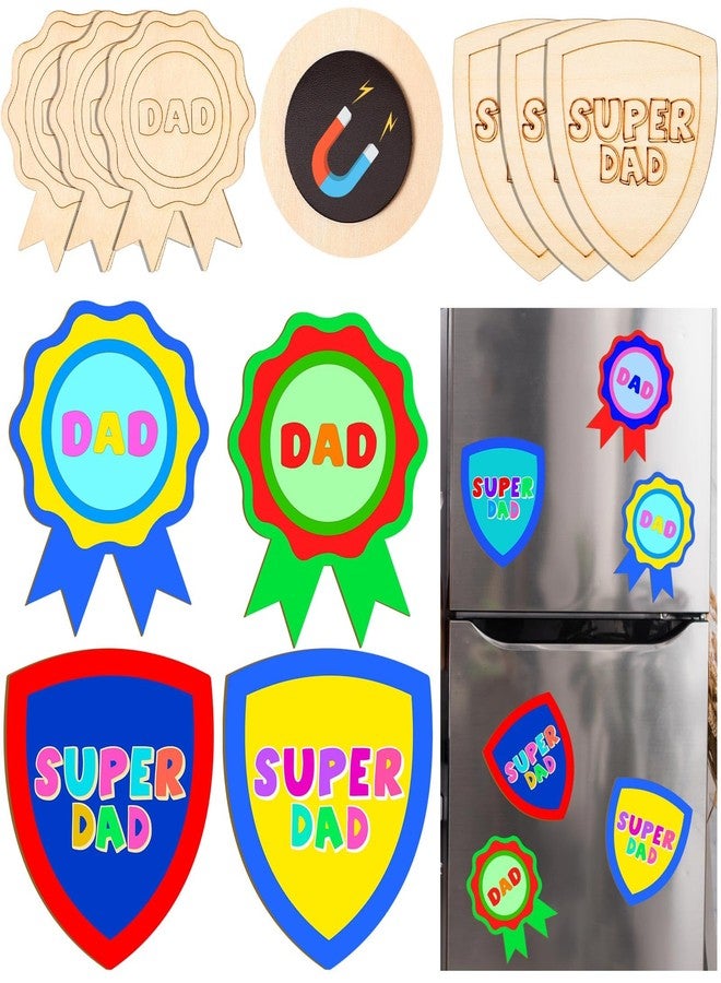 Kingdder 6 Pcs Holiday Crafts for Kids: Make Your Own Father's Gifts, DIY Coloring Wooden Magnets for Father, Magnetic Refrigerator Fridge Cruise Door Decorations(Badge Style) - Image 1