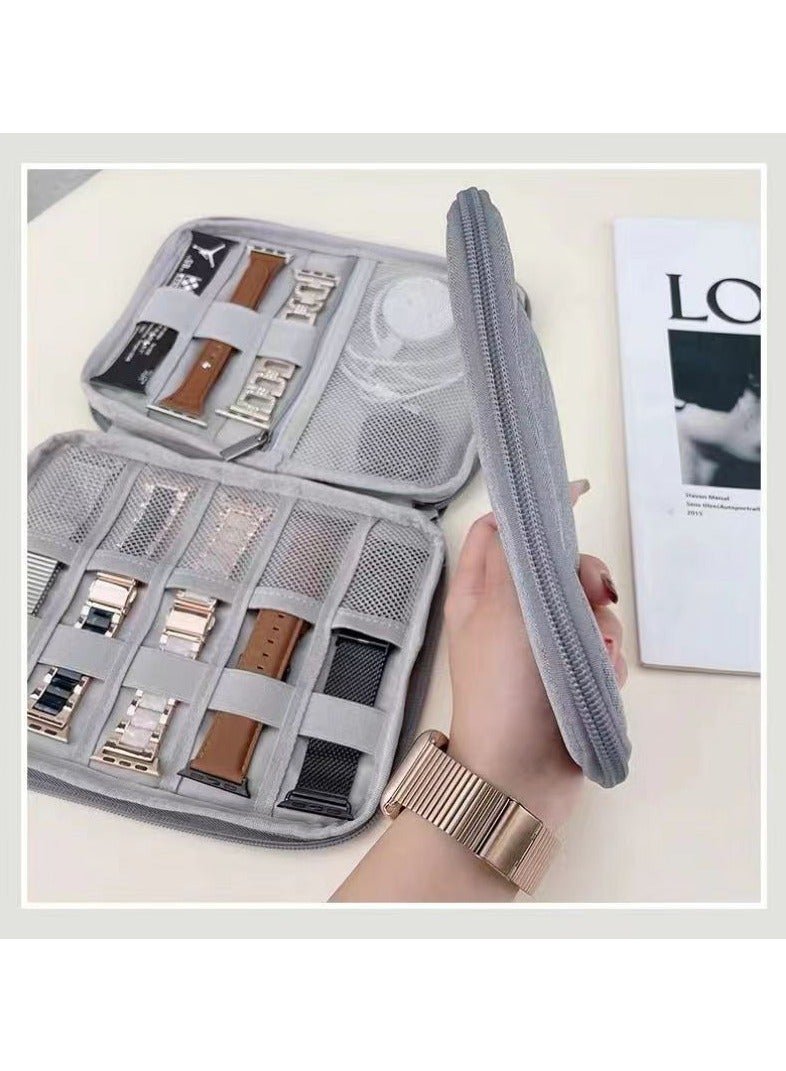 Apple Watch, Huawei Watch, Xiaomi Watch, Xiaomi Watch Data Cable Storage Bag Watch Strap Portable Storage Bag Gray 21*16*2.5cm  - Image 3