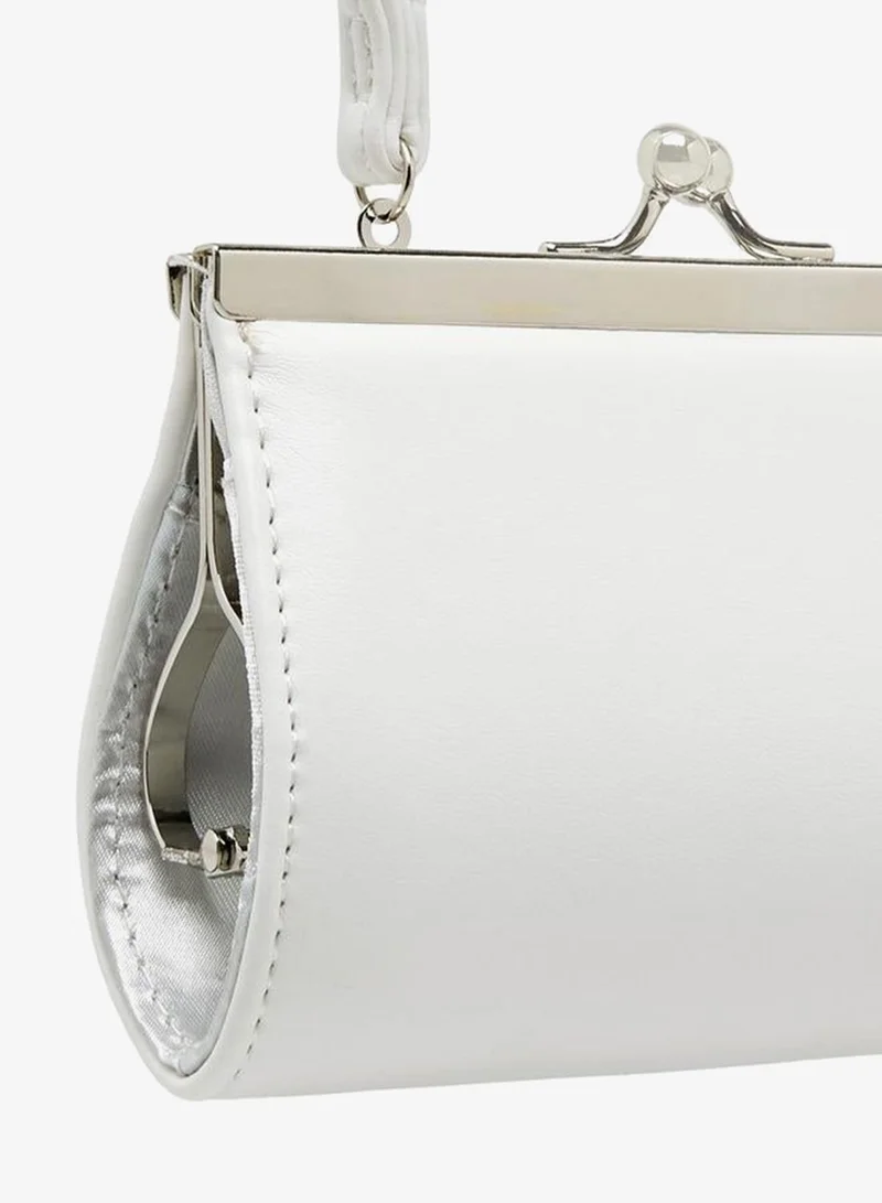 Flora Bella By Shoexpress WHITE Flora Bella Stone Embellished Clutch with Handle Ramadan Collection for Women | Best Price UAE