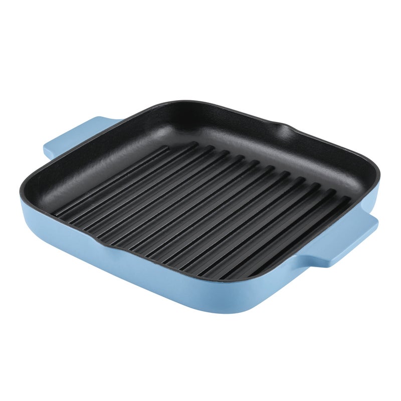 KitchenAid Enameled Cast Iron Square Grill and Roasting Pan, 11 Inch, Blue Velvet - Image 1