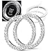 Orrdice 2pcs Bling Car Engine Start Button Cover Diamond Crystal Push Start Stop Button Ring Sparkly Bling Ignition Button Cover Rhinestone Keyless Ignition Ring Universal Car Accessories Silver - Image 2