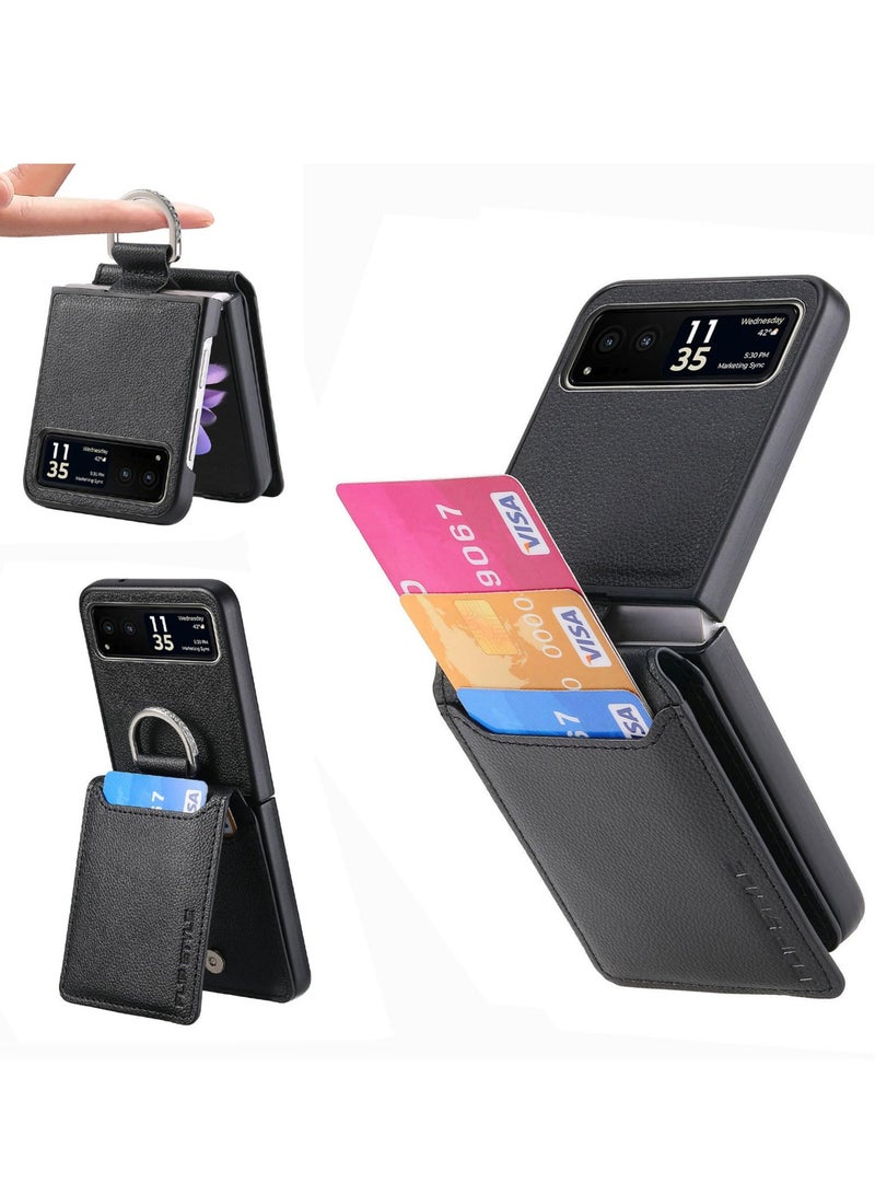 Excefore Wallet Case Compatible with Motorola Razr+ 2023, PU Leather Protective Phone Case Kickstand Full Coverage Pocket Ring Case, Compatible for Motorola Razr+ 2023 Case  - Image 1