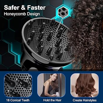 Aiseely Universal Hair Diffuser AISEELY Hair Dryer Diffuser Attachment for Curly and Wavy Hair Adjustable Professional Hairdryer Diffuser Suitable for 157 to 27 inches Hair Dryer  - Image 2