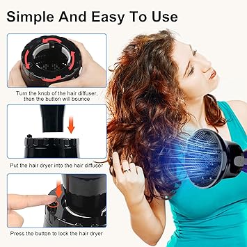Aiseely Universal Hair Diffuser AISEELY Hair Dryer Diffuser Attachment for Curly and Wavy Hair Adjustable Professional Hairdryer Diffuser Suitable for 157 to 27 inches Hair Dryer  - Image 5