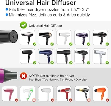 Aiseely Universal Hair Diffuser AISEELY Hair Dryer Diffuser Attachment for Curly and Wavy Hair Adjustable Professional Hairdryer Diffuser Suitable for 157 to 27 inches Hair Dryer  - Image 4
