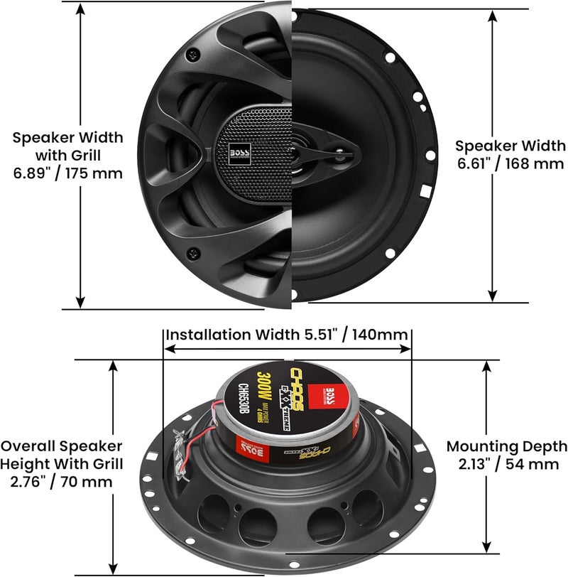 BOSS Audio Systems CH6530B Chaos Series 6.5 Inch Car Stereo Door Speakers - 300 Watts Max, 3 Way, Full Range Audio, Tweeters, Coaxial, Sold in Pairs - Image 5