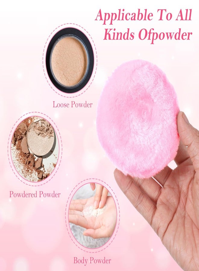 WJIAAA Large Fluffy Body Powder Pad, 4Pcs 3.5 Inch Soft Dusting Powder Pads, Washable Reusable Round Loose Puff for Adult(Pink White) - Image 4