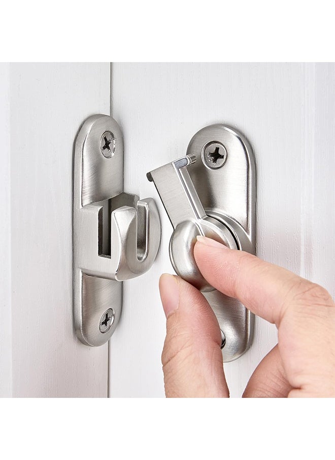HY Silvery Barn Door Latches, 90/180 Degree Gate Lock, Flip Gate Latches Hardware, Zinc Alloy Right Angle Door Lock Latch, Door Security Sliding Door Latch Lock for Cabinets,Bathroom  - Image 1