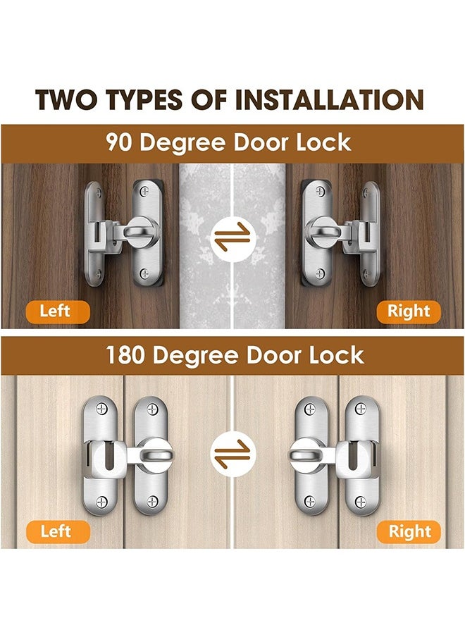 HY Silvery Barn Door Latches, 90/180 Degree Gate Lock, Flip Gate Latches Hardware, Zinc Alloy Right Angle Door Lock Latch, Door Security Sliding Door Latch Lock for Cabinets,Bathroom  - Image 4
