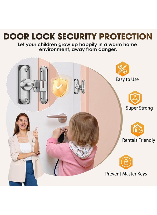HY Silvery Barn Door Latches, 90/180 Degree Gate Lock, Flip Gate Latches Hardware, Zinc Alloy Right Angle Door Lock Latch, Door Security Sliding Door Latch Lock for Cabinets,Bathroom  - Image 5