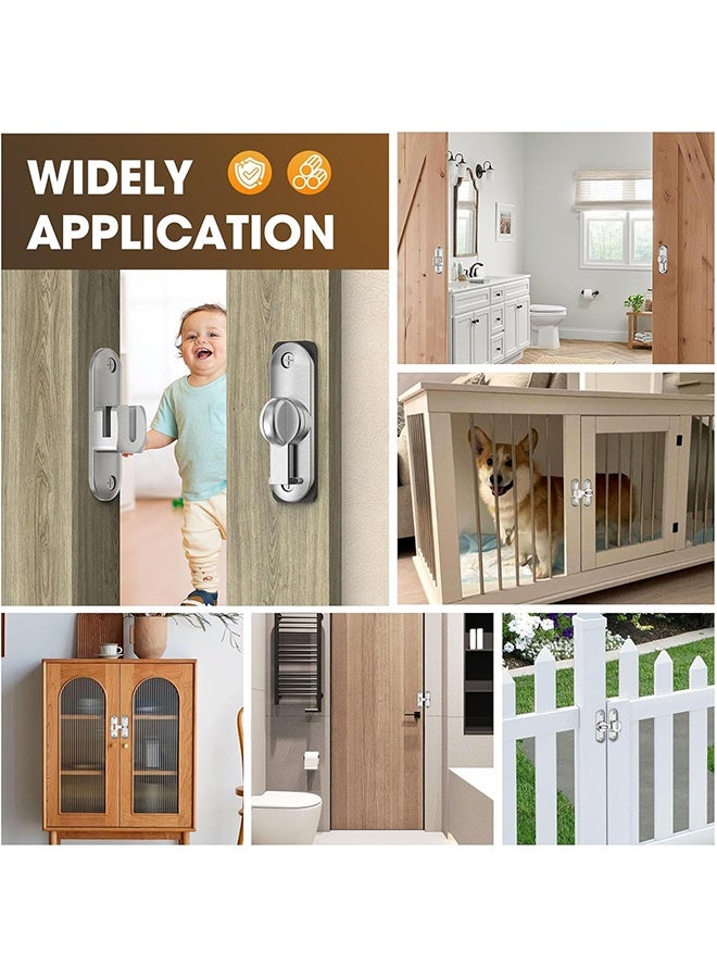 Silvery Barn Door Latches, 90/180 Degree Gate Lock, Flip Gate Latches Hardware, Zinc Alloy Right Angle Door Lock Latch, Door Security Sliding Door Latch Lock for Cabinets,Bathroom
