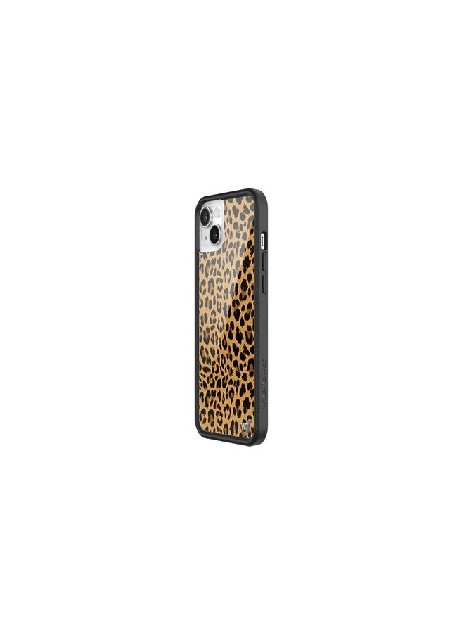 Wildflower Cases - Compatible with Apple iPhone 13/14 | Protective Black Bumper, 4ft Drop Test Certified, Women Owned Small Business | Meow - Leopard Cheetah Brown Animal Cute Trendy - Image 2