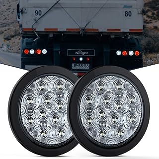 Nilight Nilight 2PCS 4" White Round LED Reverse Back Up Light w/Surface Mount Grommet Plugs Trailer Tail Lights for Truck  - Image 1