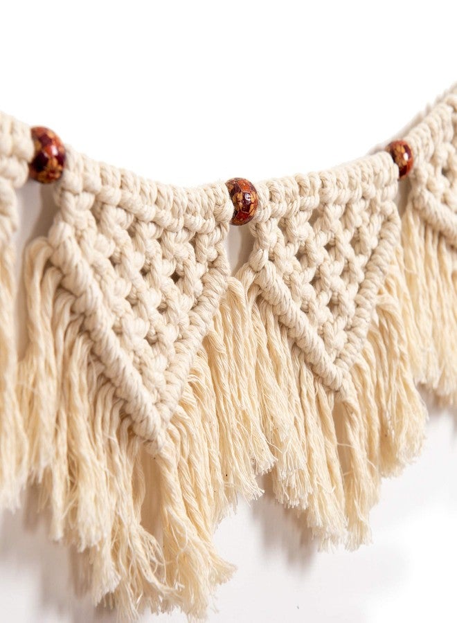 Eiyye Handmade Wall Hanging Fringe Panels Garland Banner Woven Tapestry Cotton Crochet Decor Macrame Bohemian Art Decor (7-flag x2) - Image 2