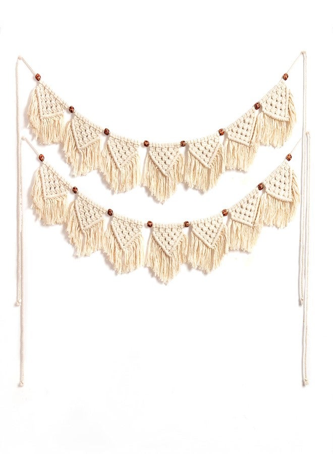 Eiyye Handmade Wall Hanging Fringe Panels Garland Banner Woven Tapestry Cotton Crochet Decor Macrame Bohemian Art Decor (7-flag x2) - Image 1