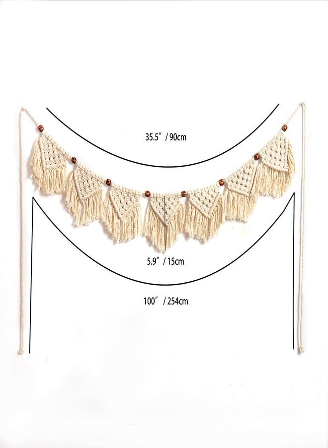Eiyye Handmade Wall Hanging Fringe Panels Garland Banner Woven Tapestry Cotton Crochet Decor Macrame Bohemian Art Decor (7-flag x2) - Image 4