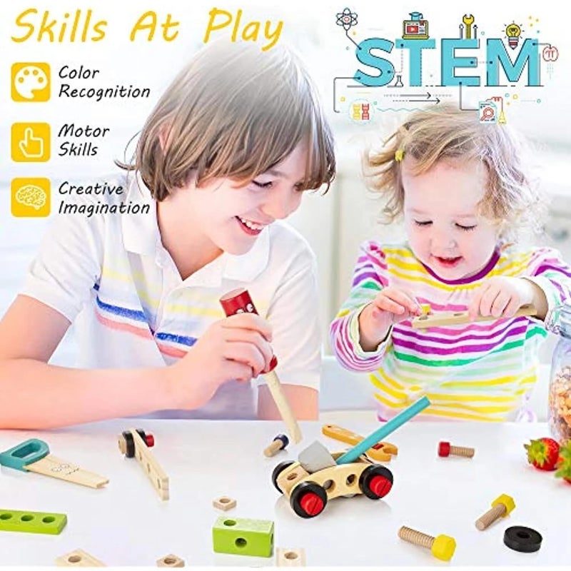 KIDWILL Tool Kit for Kids, 36-Piece Wooden Toddler Tools Set Includes Tool Box, Montessori Educational Stem Construction Toys for 2 3 4 5 6 Year Old Boys Girls, Best Birthday Gift for Kids - Image 4