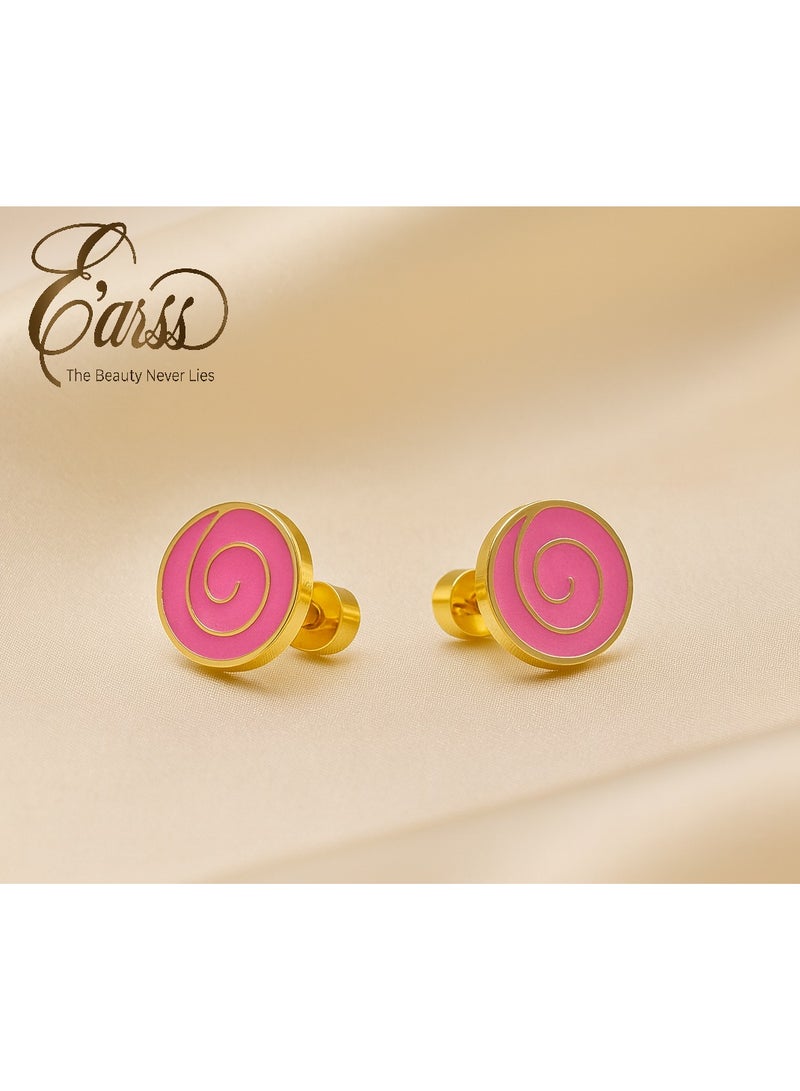 ايرس أقراط أذن بشكل مصاصة للأطفال، مطلية بالذهب - Image 3