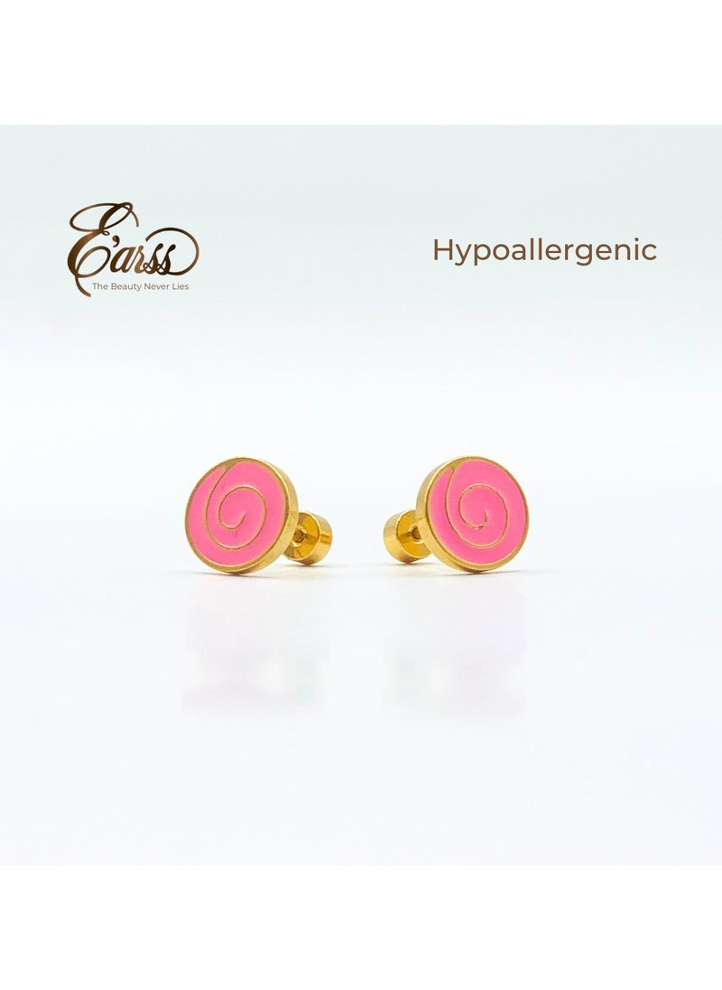 Earss Lollipop Stud Earrings For Kids, Gold Plated  - Image 3