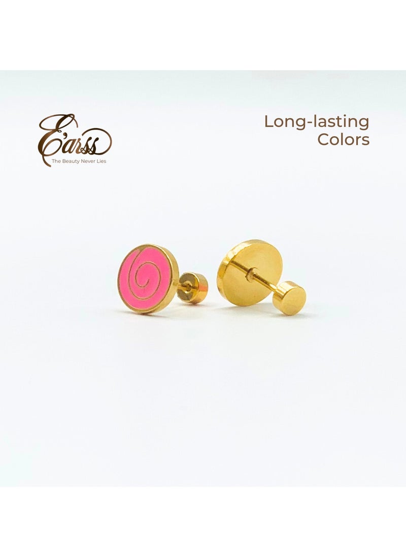 Earss Lollipop Stud Earrings For Kids, Gold Plated  - Image 5