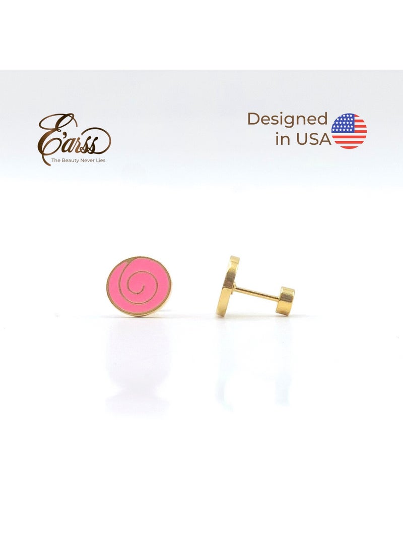 Earss Lollipop Stud Earrings For Kids, Gold Plated  - Image 2