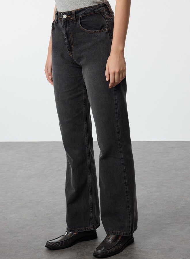 trendyol Black High Waist Wide Leg Jeans TWOAW25JE00077 - Image 3